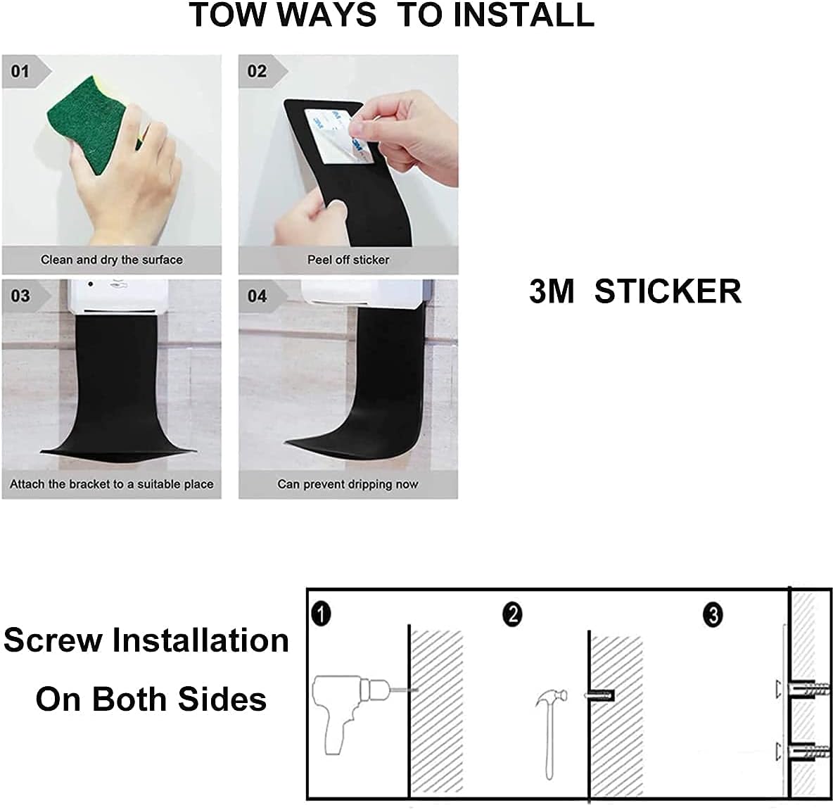 5 PCS Drip Tray for Wall Mounted Soap Dispenser, Prevent Dripping and Spraying, Dispenser Stand, Black