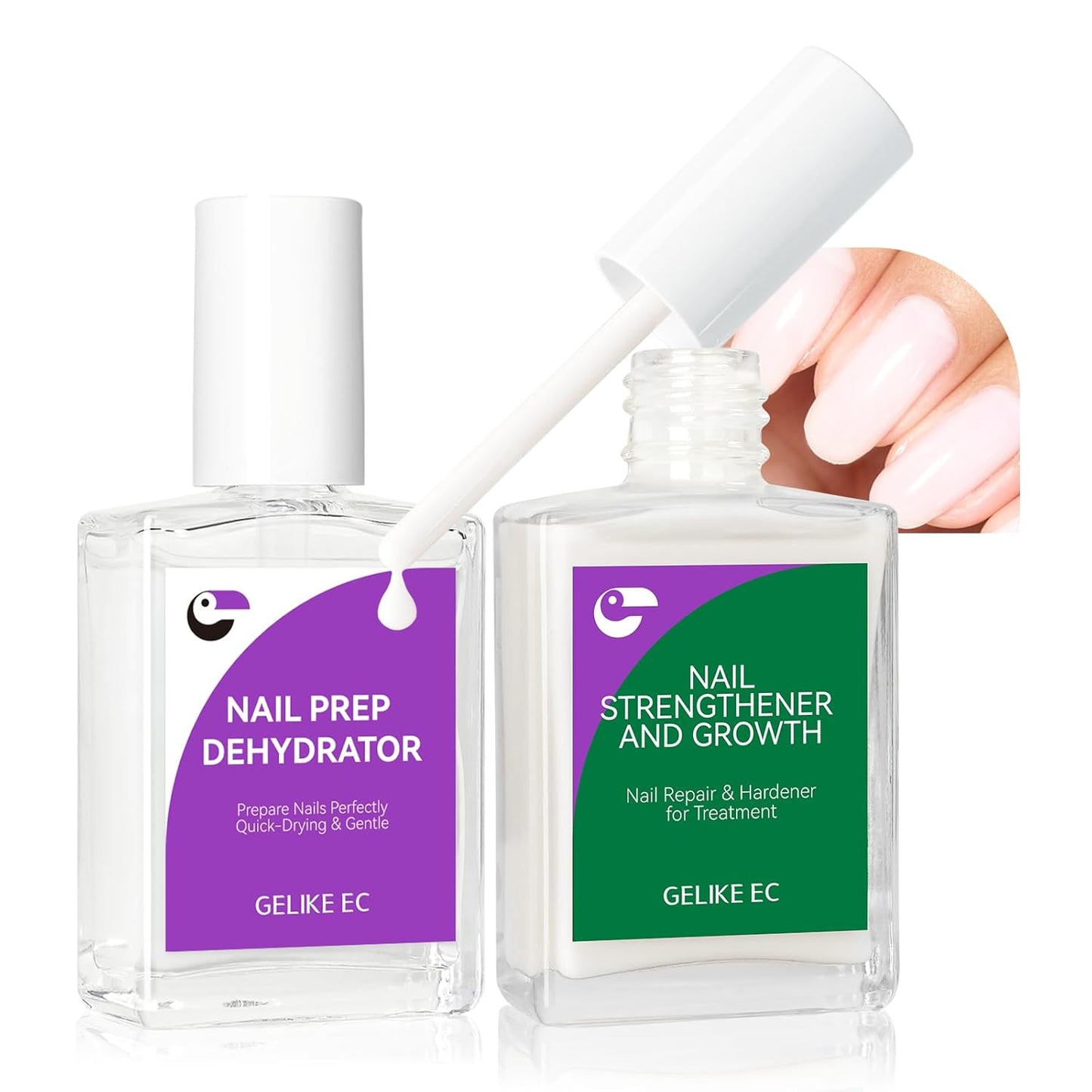 Gelike EC Nail Care Set: Strengthener and Dehydrator – Repair Protect & Perfect Your Nails - Long-Lasting Adhesion for Salon DIY Manicures