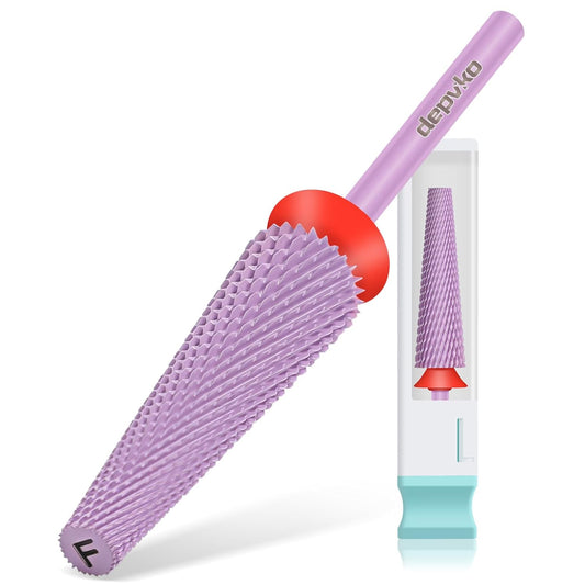 Depvko Super Long 5 in 1 Nail Drill Bits,Carbide Nail Drill Bit,3/32" Two Way Rotate Professional Drill Bit Nails,Nail Bits Fast Remove Acrylic or Gel for Manicure,Pedicure,Nail Art (Fine-F, Purple)