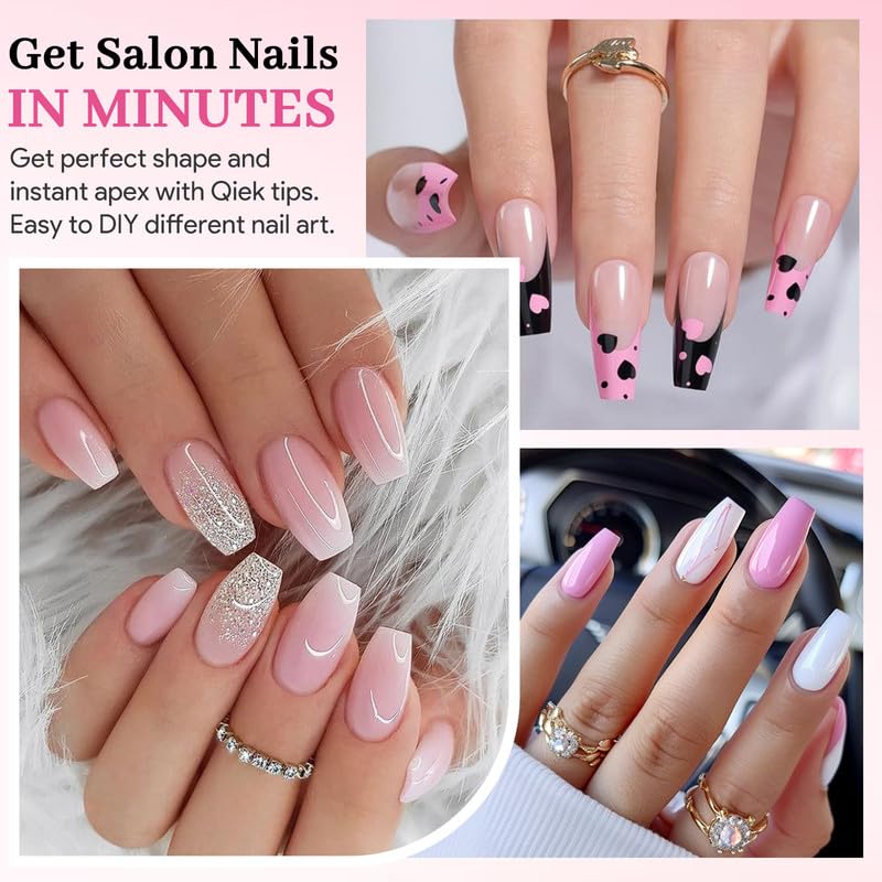 Medium Coffin Fake Nail Tips, 15 Sizes 240 PCS Clear Half Matte Press On False Nail Tips Pre-shaped Half Soft Cover Gel Nail Tips Extensions Thick Long Lasting for DIY Beginners & Salon Manicure