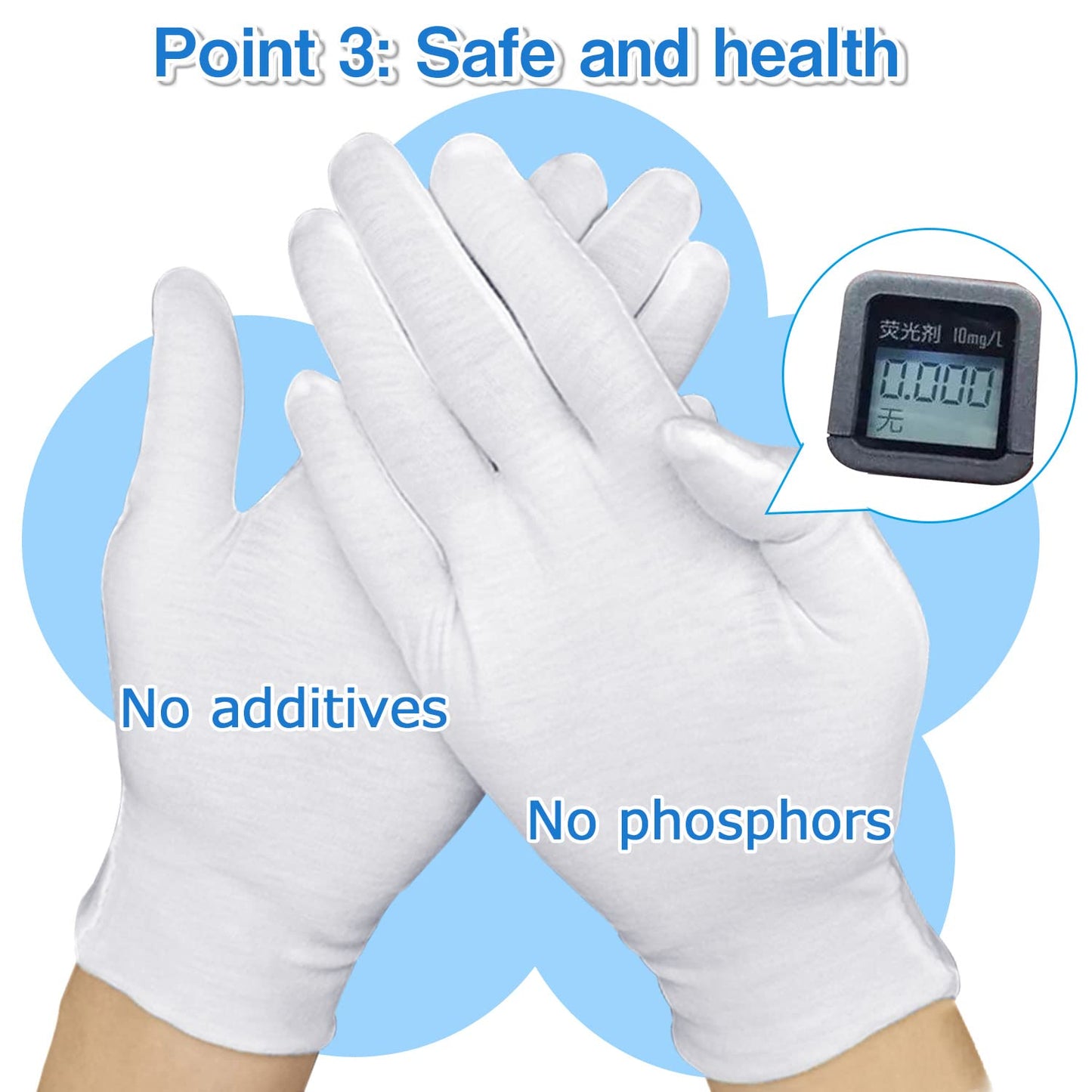 24Pcs Moisturizing Cotton Gloves: Sleeping Cotton Gloves Eczema for Dry Hands Work Gloves for Men and Women Stretchable Reusable Cloth Gloves for Spa Lotion Coin Jewelry Silver Inspection(M)…