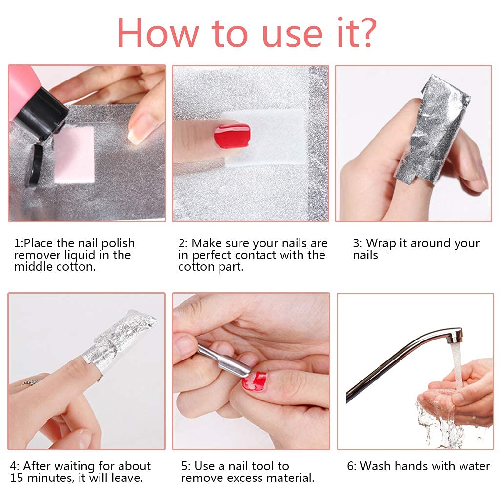 Tongcloud Nail Polish Remover Nail Foil Wraps Nail Gel Remover Soak Off Foils Cotton Pads Gel Polish Remover Soak Off Wrap (2.5x3.5, 200.00)