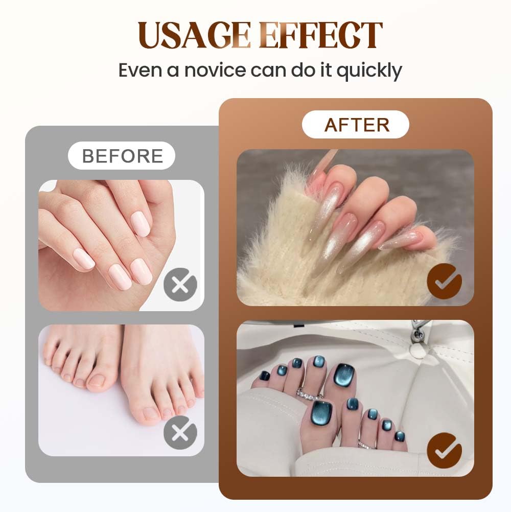 Cat Eye Magnet for Nails, 2026 New Double-head Magnet Wand with Round Nail Magnet Beads Nail Polish Magnet Pen Magnetic Cat Eye Gel Polish Nail Design Tool for Home DIY, Salon, Rose Gold (Pink)