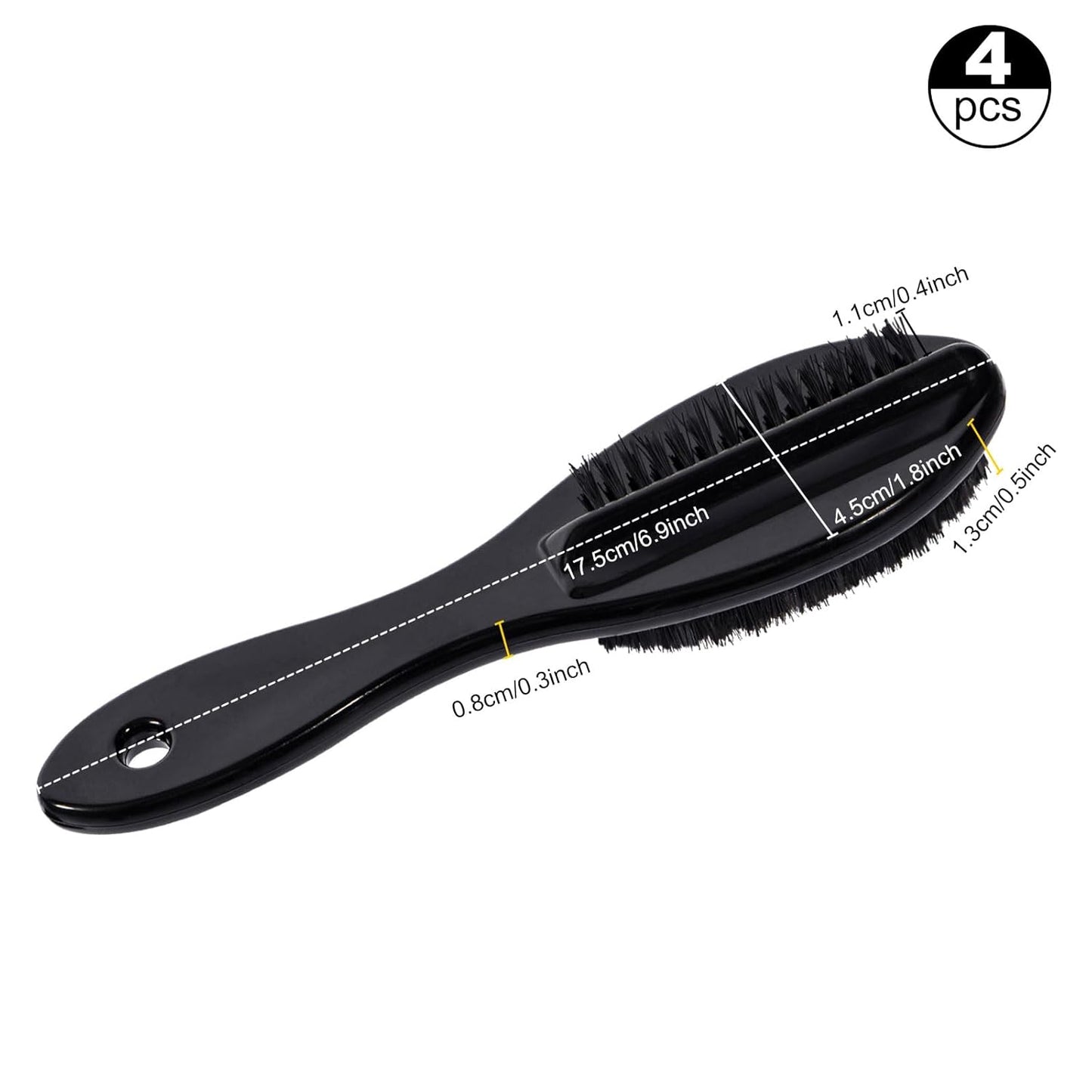 Nail Brush for Cleaning Fingernails 2 PCS, Long Handle Grip Double Sided Nail Foot Scrub Brush Fingernail Cleaner, Soft Stiff Bristles Pedicure Nail Scrubber Non-Slip for Men Women Black