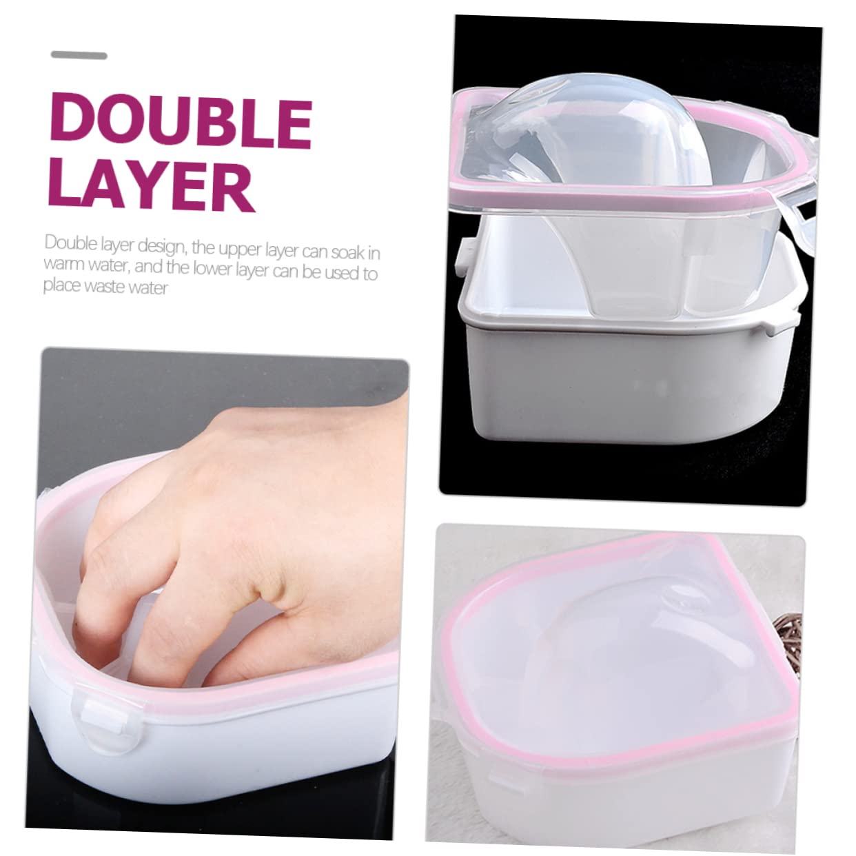 2pcs Nail Soaking Bowl for Nail Polish Gel Dual Soaking Bowl for Manicure Art Supplies Safe Acrylic Material