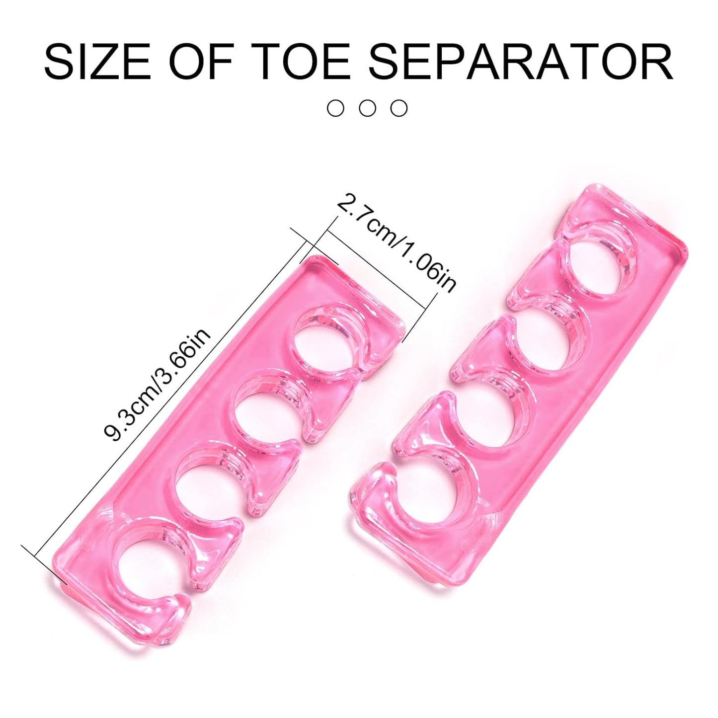 Toe Separators Gel Silicone Toe Separators for Pedicure Repeatable Washable Toenail Dividers Soft Gel Toe Spacers Pedicure Kit for Nail Polish Application & Foot Relief, 2 Pairs