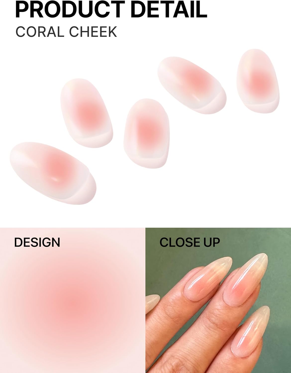 UUUUUU Semi Cured Gel Nail Strips | Salon-Quality | UV Free Gel Nail Wraps for Women | Easy Peel&Stick | Long-Lasting up to 14 Days | 28 Strips Set+File & Wipes | Gift-Ready (UGN157 Coral Cheek)