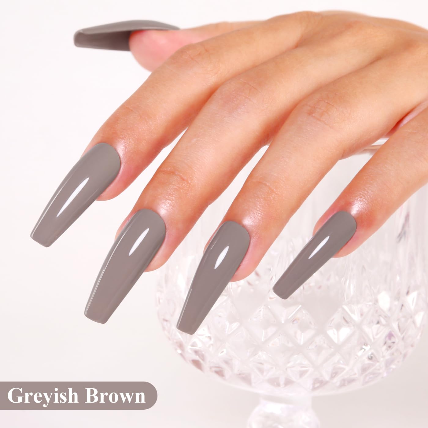 Imtiti Brown Gel Nail Polish, Greyish Brown Gel Polish High Gloss Soak Off UV LED Autumn Winter Art Manicure Salon DIY Design 10ML