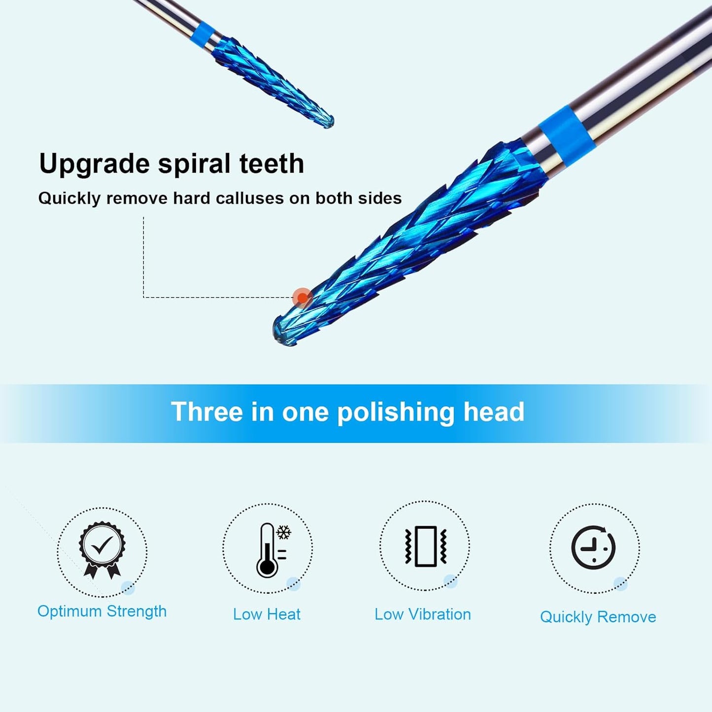 3/32" Small Cone Clean Medium Grit Carbide Cuticle Cleaner Bit for Electric Nail Drills – Professional Manicure Tool for Nail Salons and Home Use (M Grit. Blue)