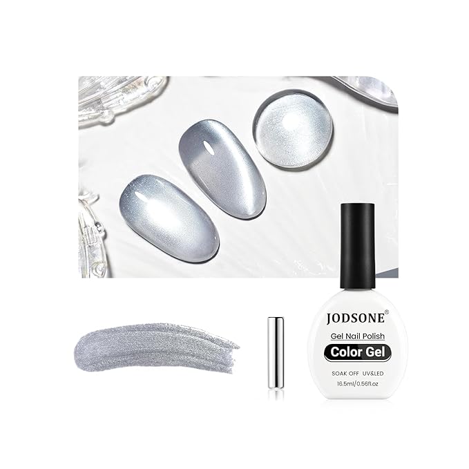 JODSONE 16.5ml Cat Eye Gel Nail Polish Silver Glitter Magnetic Reflective Translucent Need U V Curing