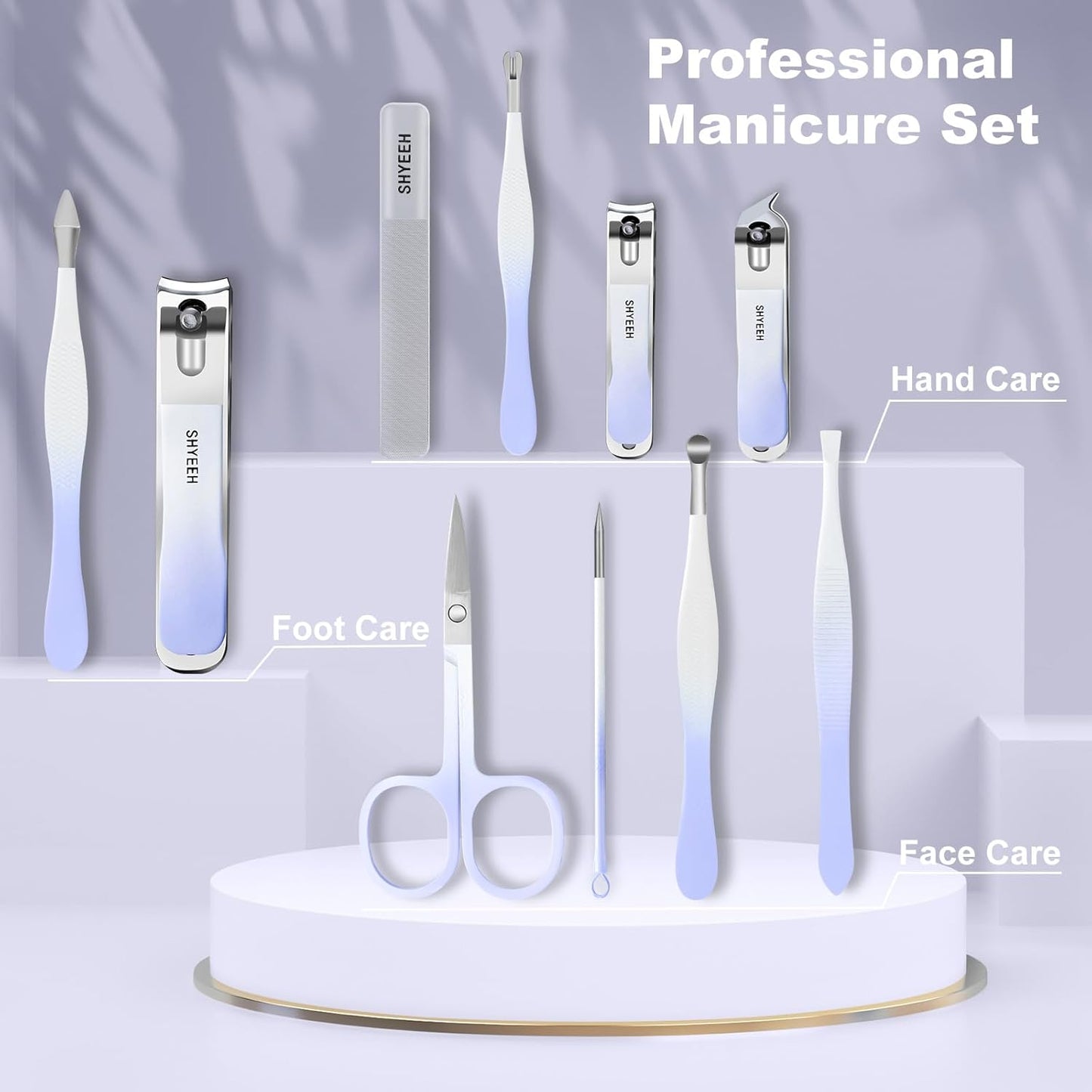 Manicure Set, 10 pcs High-Carbon Steel Nail Clippers Set, Portable Mini Manicure and Pedicure Kit, Travel Grooming Nail Kit with Leather Bag for Men and Women