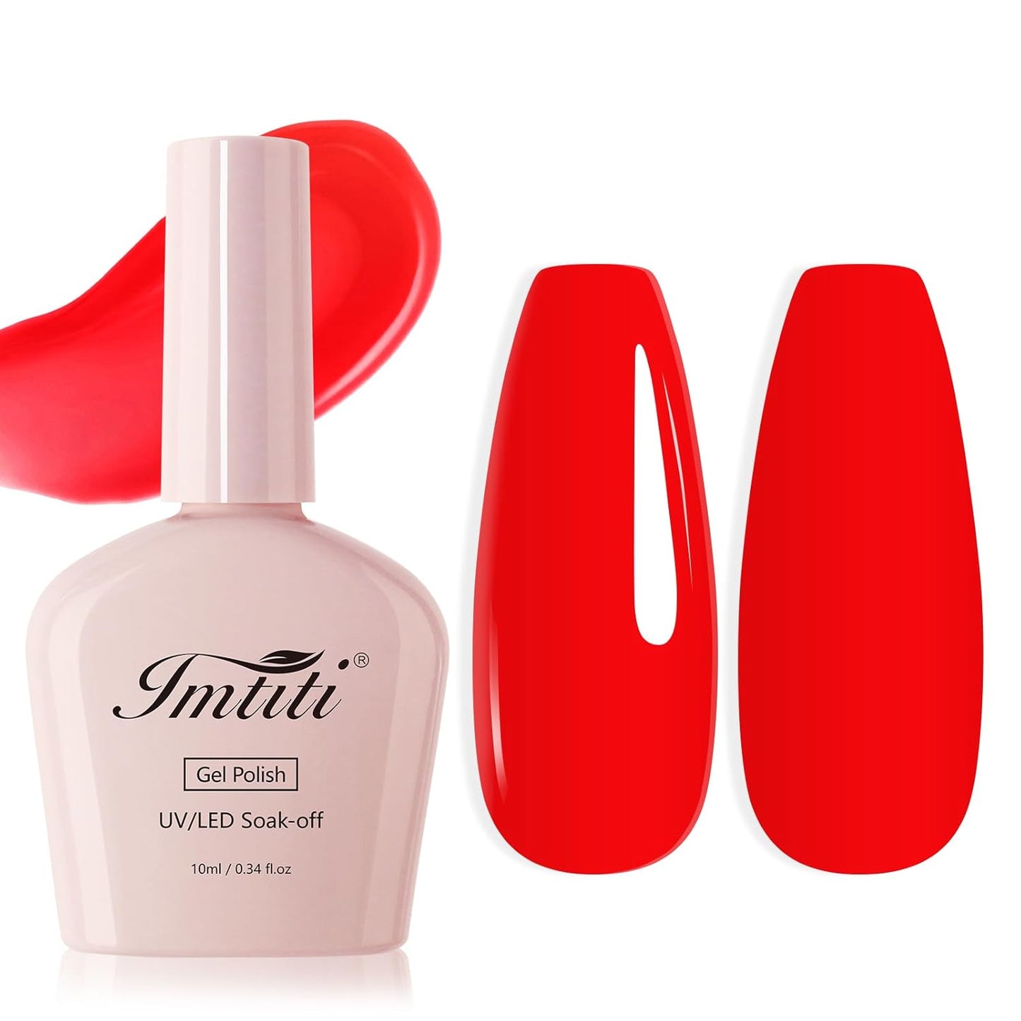 Imtiti Neon Gel Nail Polish, Neon Red Nail Gel Polish High Gloss Soak Off UV LED Spring Summer Nail Art Manicure Salon DIY Design 10ML
