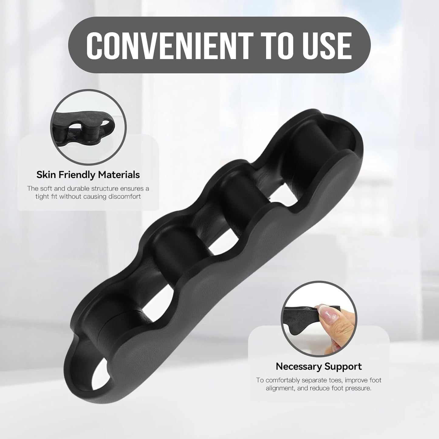 Toe Spacers - 2 Pcs Bunion Corrector, Toe Separators for Men & Women, Yoga Toes for Plantar Fasciitis, Hammer Toe Straightener, Foot Pain Relief