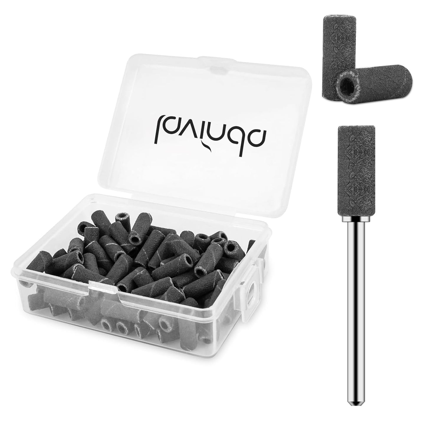 Lavinda 80 Piece Small Sanding Bands Nail Drill Bit, Fine Sanding Bands for Nail Drill with 3.1mm Mandrel Bit for Acrylic Nails Gel Removing Shaping Polishing Nail Salon Use (180 Grit, Black)