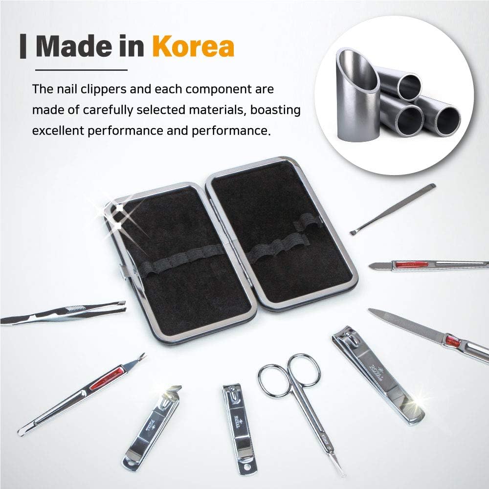 ROYAL METAL NAIL CLIPPER SET SERIES (9 PCS BLACK)