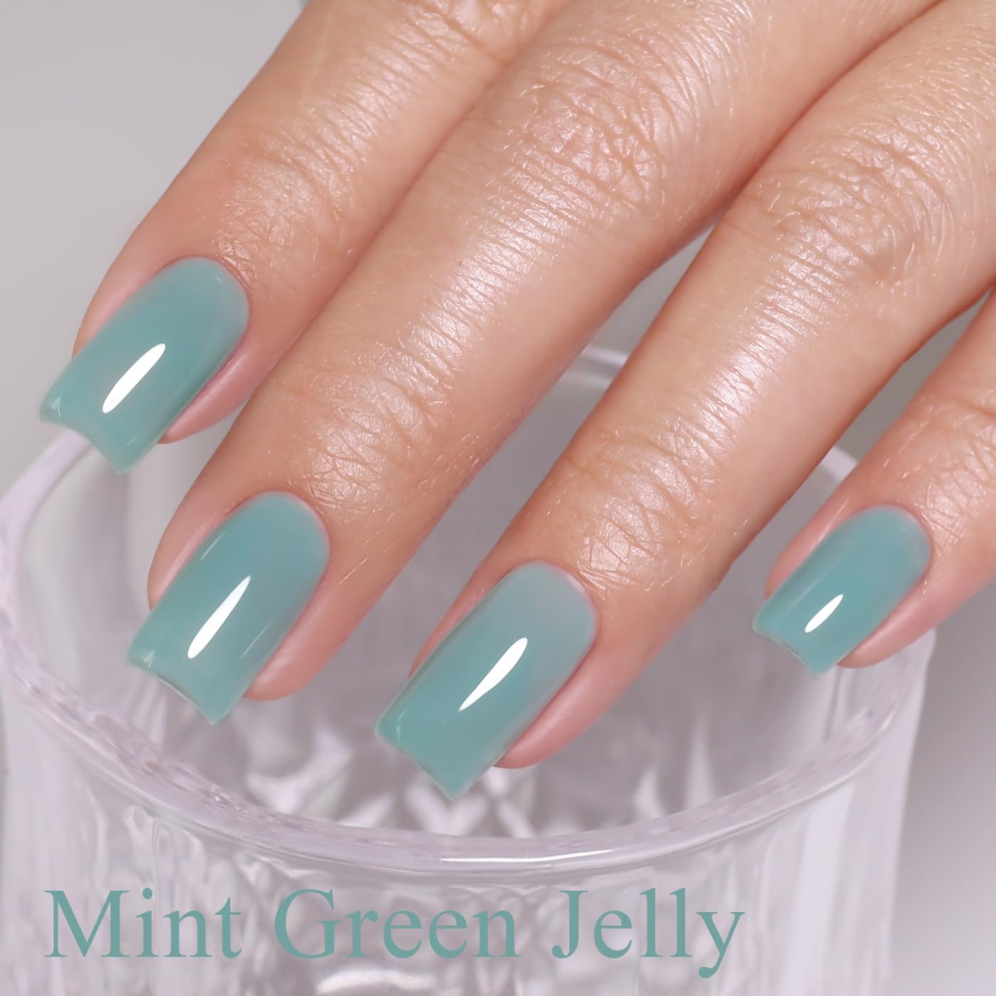 Imtiti Jelly Gel Nail Polish, Aqua Mint Green Sheer Jelly Nail Gel Polish Soak Off UV LED Spring Summer Translucent Art Manicure Salon DIY Design 10ML