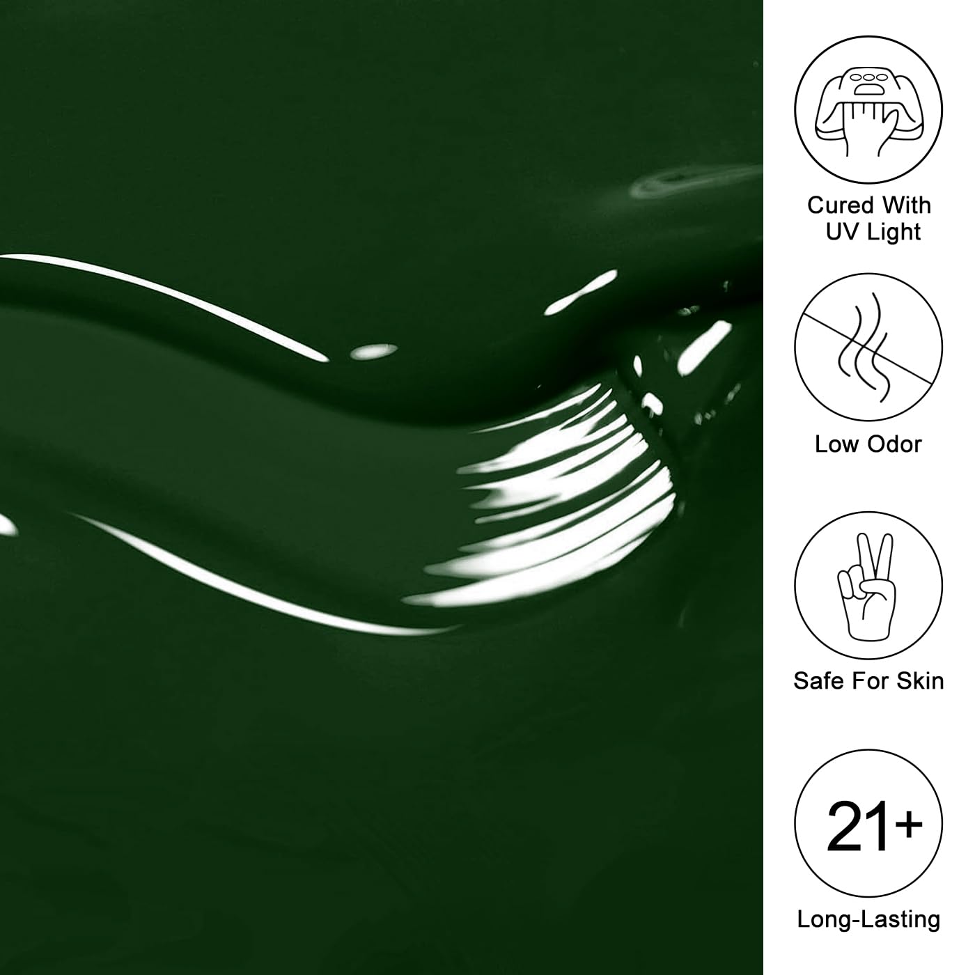 Imtiti Green Gel Nail Polish, Emerald Green Gel Polish High Gloss Soak Off UV LED Autumn Winter Art Manicure Salon DIY Design 10ML