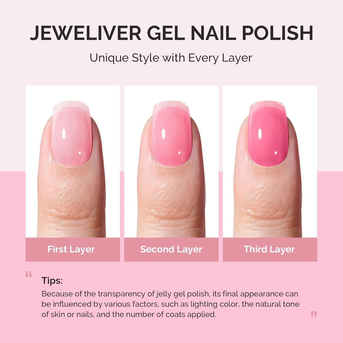 MelodySusie Pink Gel Nail Polish, 0.5Fl.oz Jeweliver Jelly Gel Polish Neon Pink Jelly Rose Nails Sheer Soak Off UV LED Light Cure Gift for Women Girls Nail Art Manicure JIG14