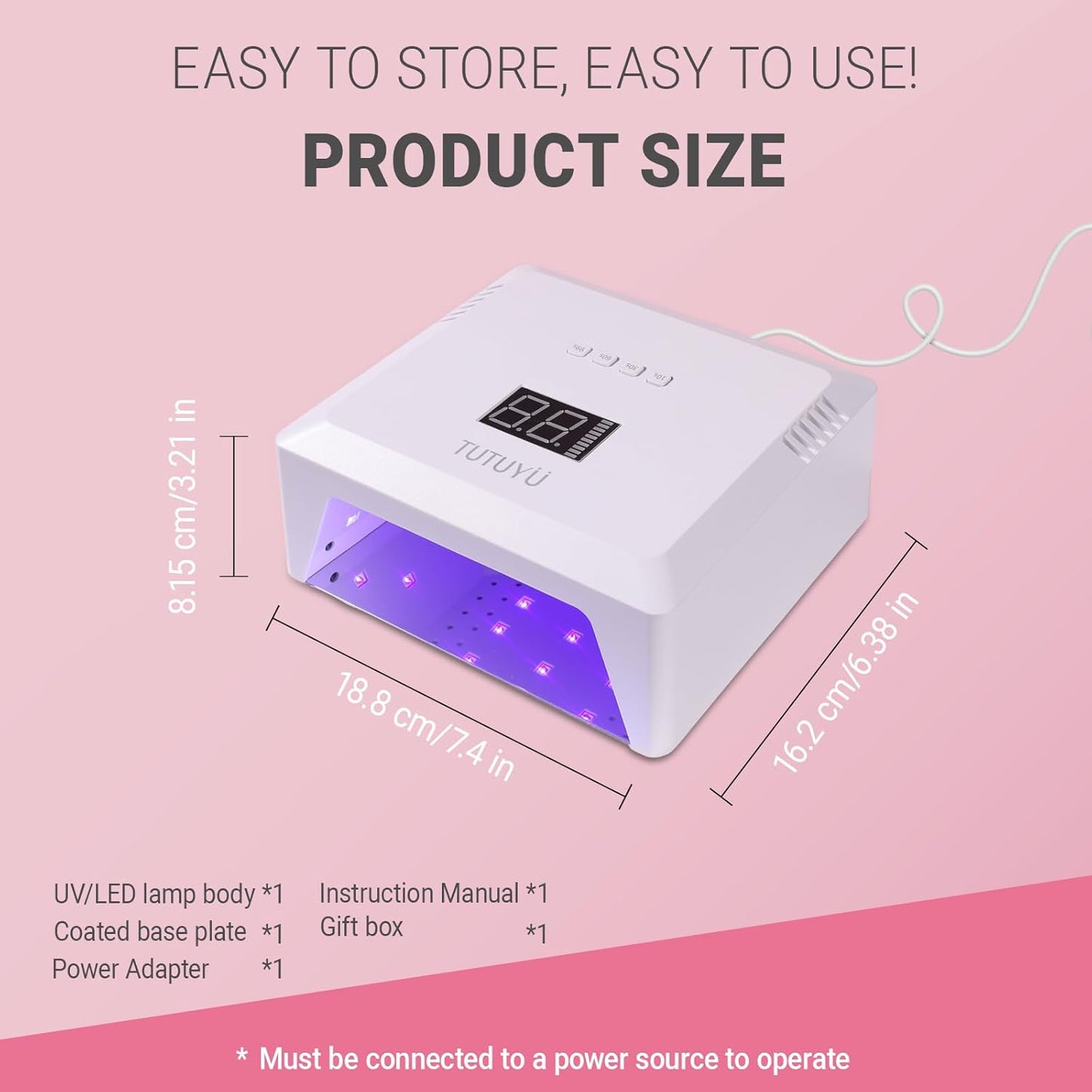 UV Nail Lamp for Gel Polish, 4 Timer, 30 LEDs,72W Hight Power,Compact Design with Smart Sensor & Removable Magnetic Reflective Base, Home DIY & Salon Professional Nail Dryer