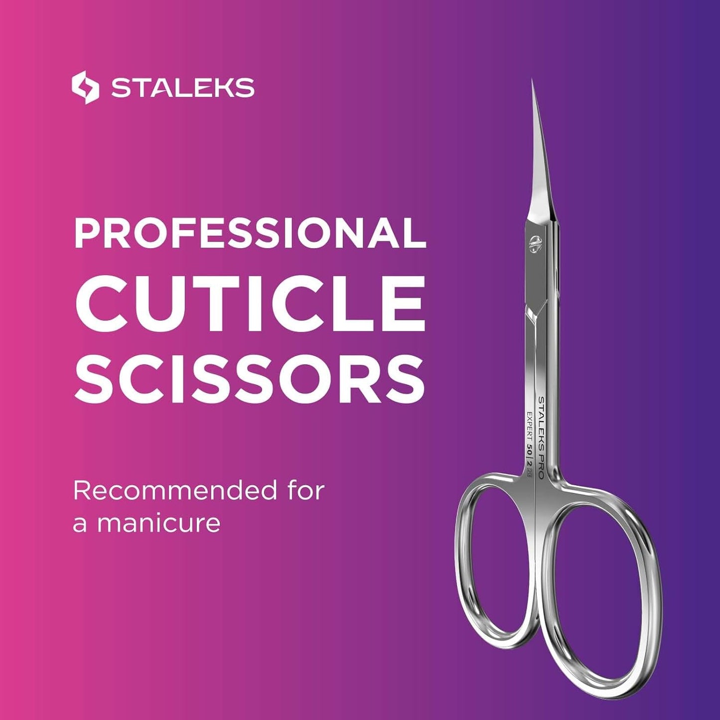 Staleks Pro Expert 50 Cuticle Scissors - Stainless Steel, Extra Fine Curved Blade for Precise Cuticle Trimming: Professional Manicure Scissors for cuticle SE-50/2