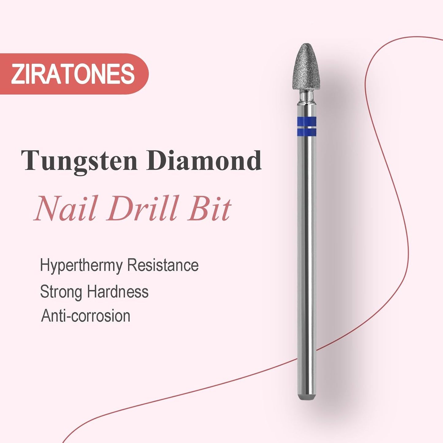 Diamond Nail Drill Bits Pro Cuticle Drill Bit Nail Buffer Bit Russian Electric Bits for Under Nail Dead Skin Cleaning Cuticle Remove Nail Art Design Manicure and Pedicure (Medium)