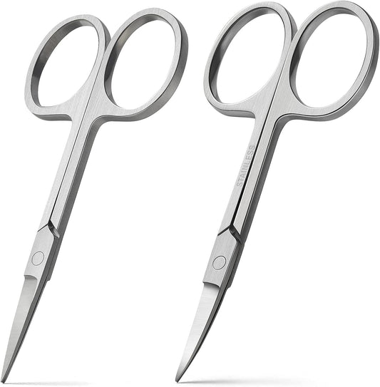 BEZOX Premium Nail Scissors 2PCS, Professional Curved and Stright Manicure Scissors - Multi-purpose Stainless Steel Beauty Grooming Scissor for Nail, Facial Hair, Eyebrow, Eyelash, Dry Skin