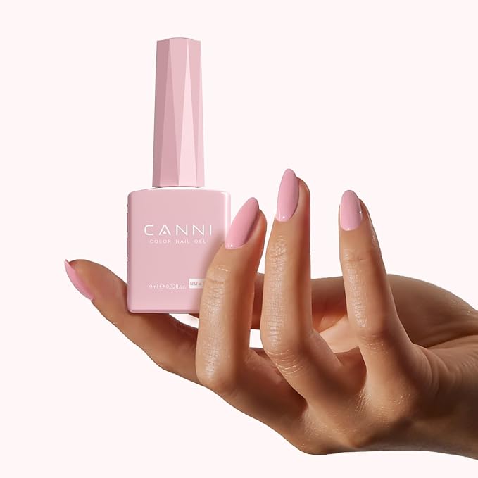 CANNI Light Pink Gel Nail Polish, 1Pcs Baby Pink Gel Polish Soft Pale Pink Color High Gloss Soak Off U V Nail Manicure Salon DIY