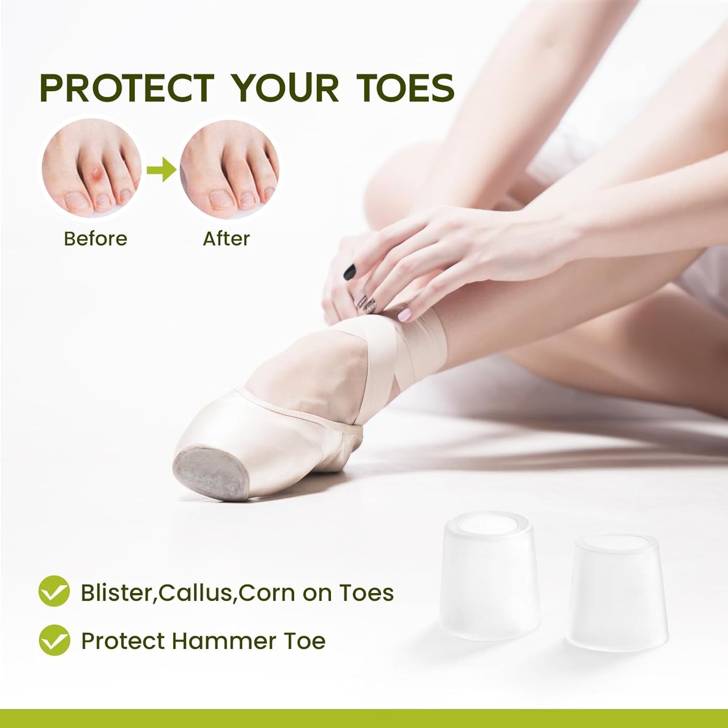 Bukihome Silicone Toe Protectors – Silicone Open Pinky Toe Sleeves for Hammer Toes, Corns, Calluses, Blisters – Soft Gel Protector Toe Cushions for Pain Relief - 12 Count (6 Thick +6 Thin)
