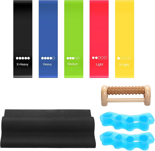 8 Pcs Toe Stretcher Kit Includes Foot Stretcher Pad Foot Roller Toe Separators and Bands for Bunions, Hallux Valgus Corrector for Women Men, Heel Spurs Tendonitis Relief Set