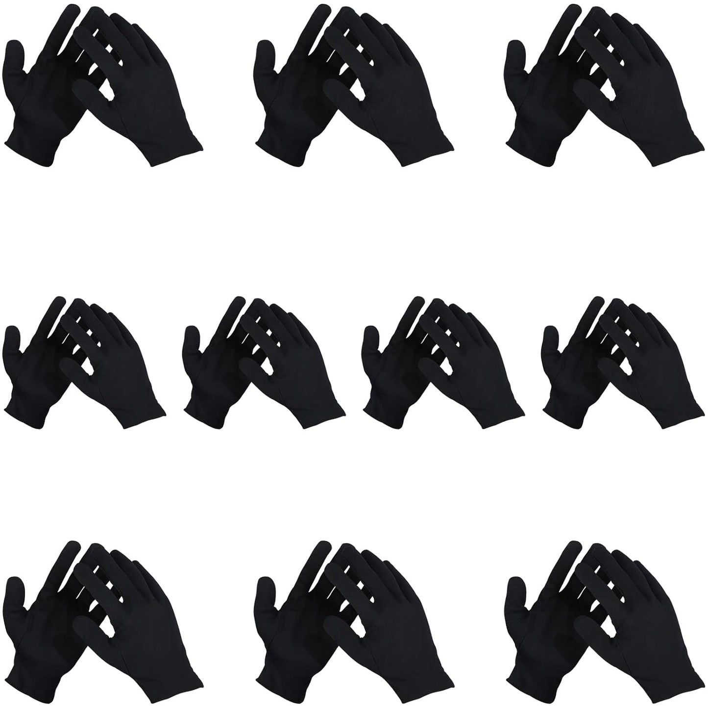 10 Pairs Large Archival Photo Gloves - Black Work Gloves For Handling Art Working Photography Men & Womens Cloth Gloves Liners Bulk for Handling Jewelry, Film, Photo, Coin Metal Inspection