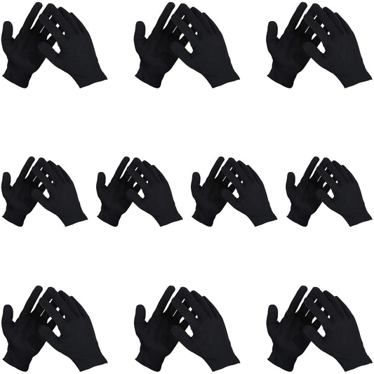 10 Pairs Large Archival Photo Gloves - Black Work Gloves For Handling Art Working Photography Men & Womens Cloth Gloves Liners Bulk for Handling Jewelry, Film, Photo, Coin Metal Inspection