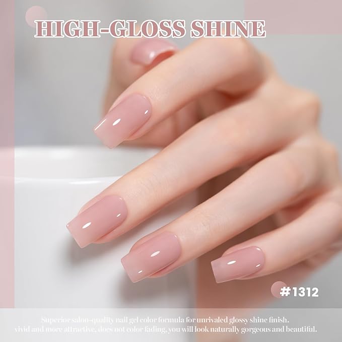 RARJSM Nude Gray Roswood Pink Gel Nail Polish Neutral Skin Tone Sheer Jelly Gelpolish 1PC 15ml Single Bottle Creamy Transparent Natural Nudegel Polish Soak off Cured for Home Salon French Manicure