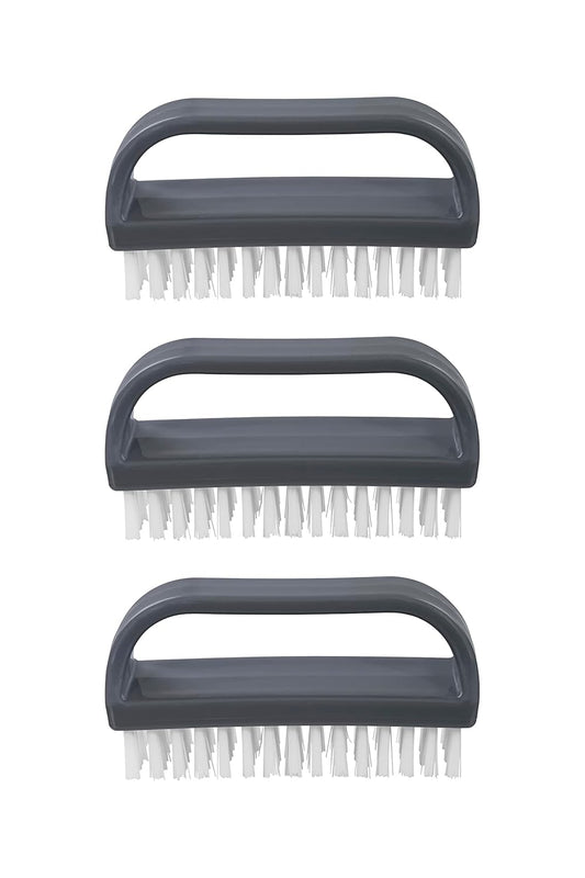 Superio Stiff Nail Brush with Handle 3 Pack Fingernail Scrub Cleaning Brushes for Toes and Nails, All-Purpose Cleaning Brush for Home, Kitchen, Work