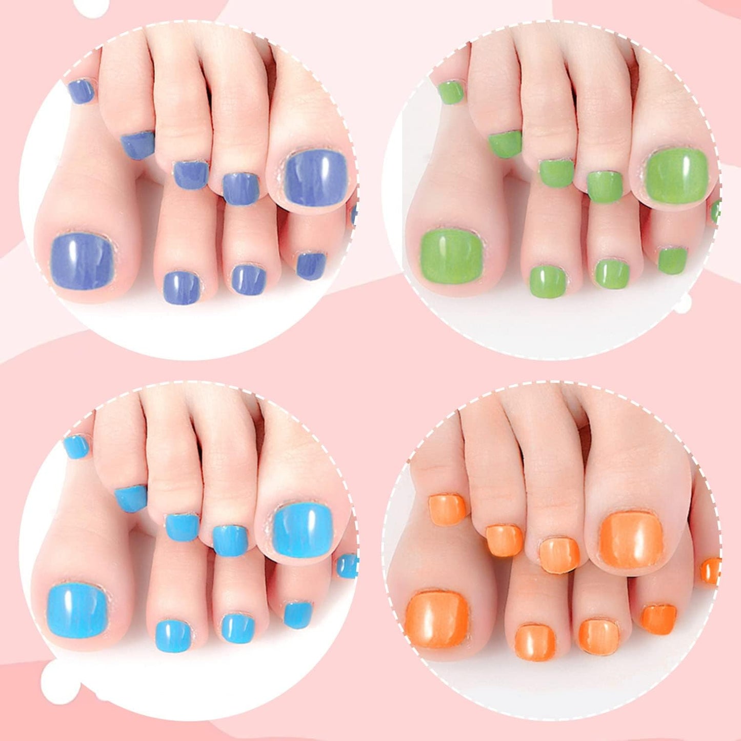 DANNEASY 16 Sheets Toe Nail Stickers Full Nail Wraps for Women Solid Color Toenail Polish Strips Self Adhesive Toes Nail Polish Stickers Gel Strips Nails Manicure Sticker with File, Cuticle Stick