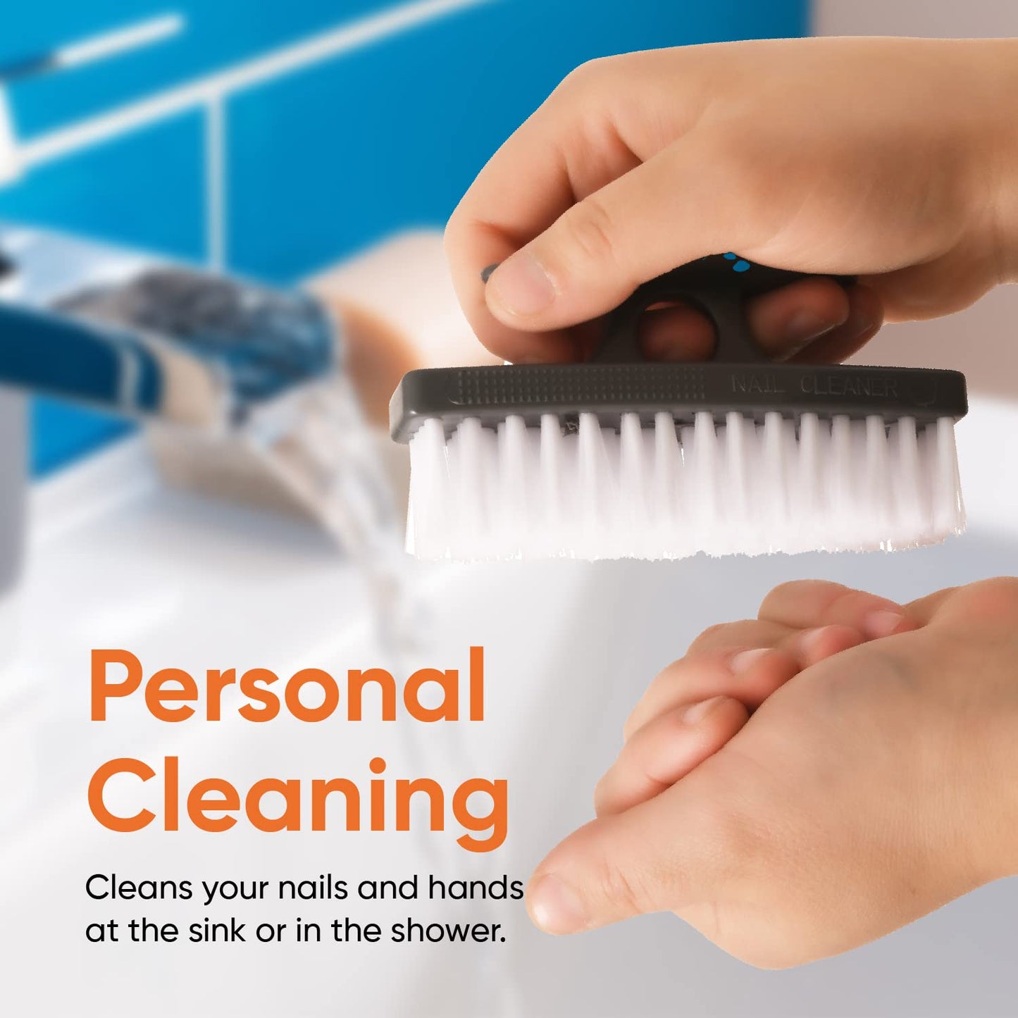 Superio Stiff Nail Brush Cleaner with Handle- 3 Pack Durable Brush Scrubber to Clean Toes, Fingernails, Hand Scrubber All Surface Cleaning, White Heavy Duty Scrub Brush Stiff Bristles, Easy to Hold
