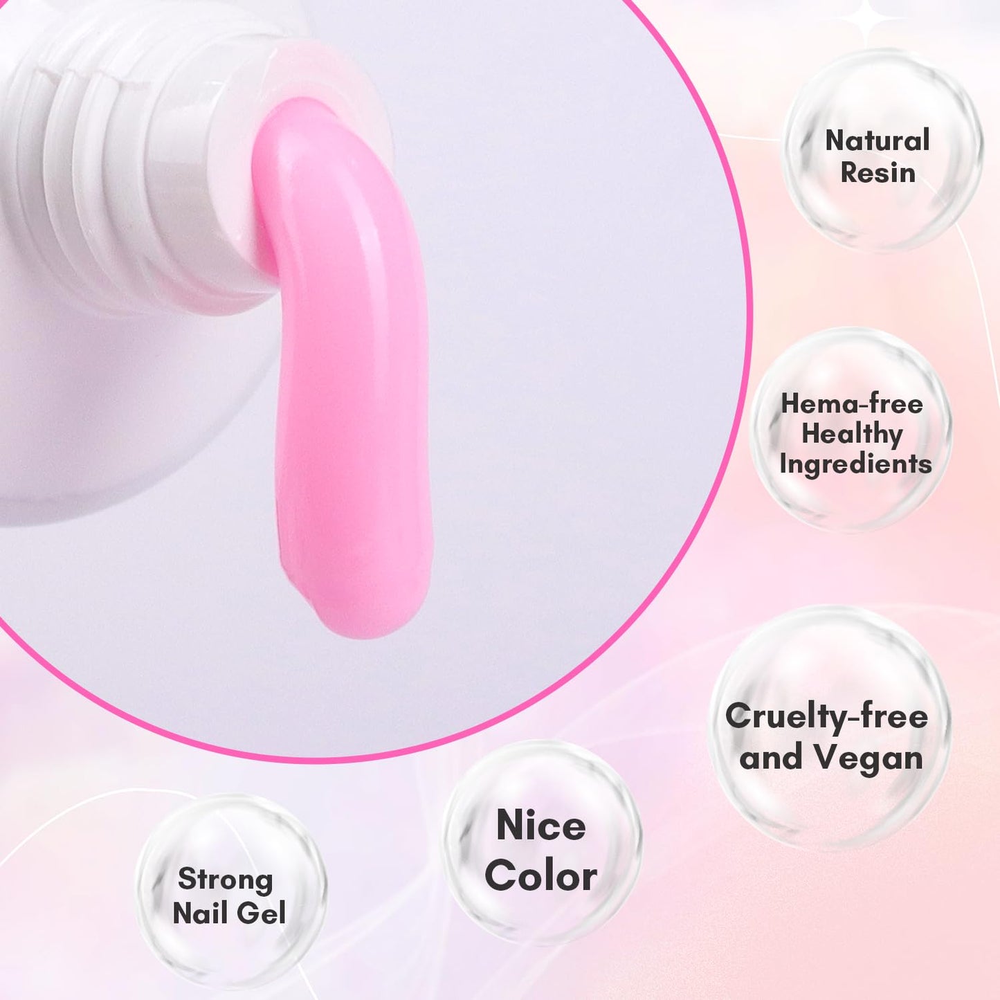 Makartt Poly Nail Gel-50ML Soft Pink Color, Strong Builder for Extension Overlay Strengthener 3D Diy, Long-lasting for Nails French Manicures Home Salon-Calla Lily