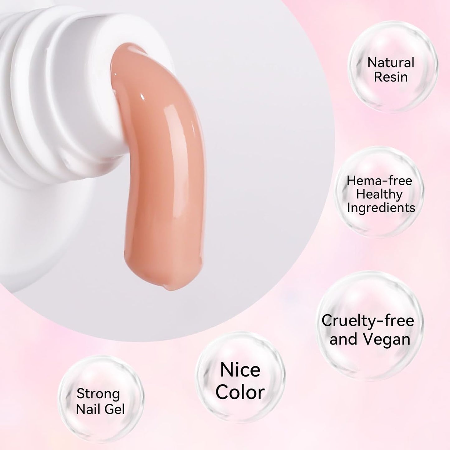 Makartt Poly Nail Gel Set: Nude & Dark Almond Gel Builder for Extension Neutral Colors Nail Strengthener 3D Diy Hard Gel for Nails Manicures Home Salon-2PCs 30ML