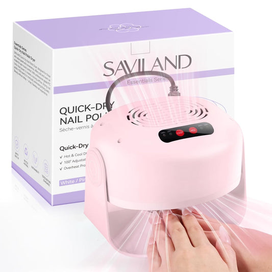 SAVILAND Essentials 600W Nail Dryer: Pink 6X Fast Drying Nail Polish Dryer for Regular Polish Nail Dryer with Adjustable Angle Fingernail Dual Heating & Cooling Modes Dry Nail Dehydrator for Gel