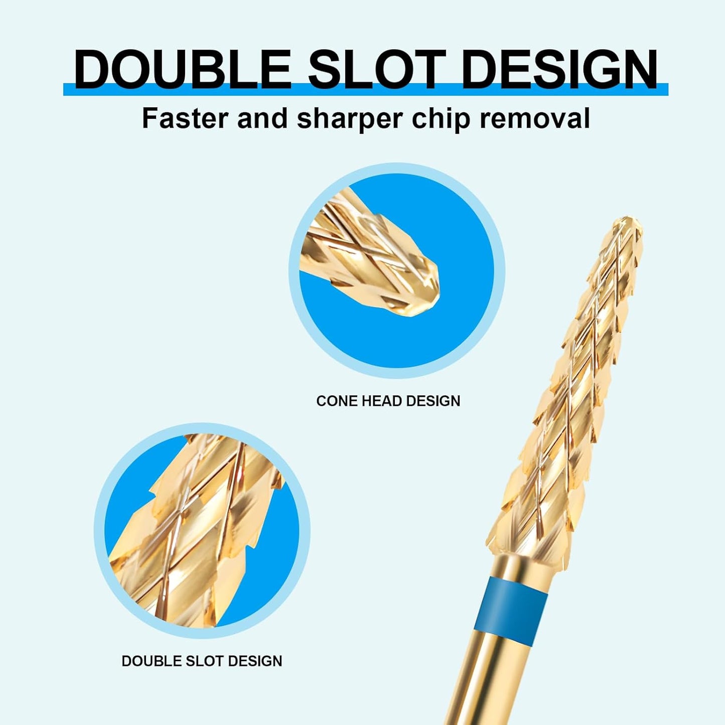 3/32" Small Cone Clean Medium Grit Carbide Cuticle Cleaner Bit for Electric Nail Drills – Professional Manicure Tool for Nail Salons and Home Use (M Grit. Gold)