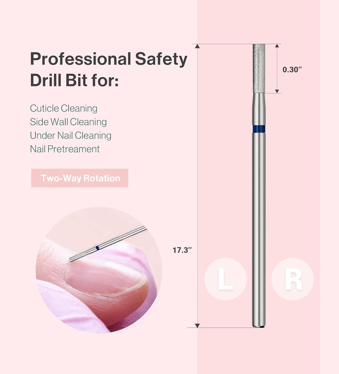 MelodySusie 2mm Barrel Shape Cuticle Clean Nail Drill Bit 3/32'', Professional Safety Carbide Diamond Under Nail Cleaner for Cuticle Dead Skin Nail Prepare, Beginners Bits, Series Bit-S, Medium