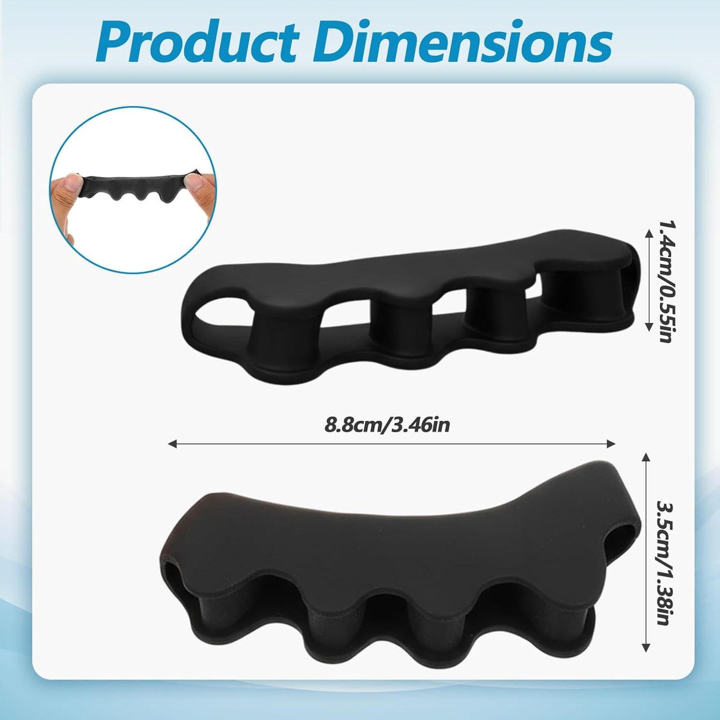 4PCS Toe Separator, Toe corrector for Women, Toe Straighteners for Curled Toes, Toe Spreader, for Toes Turned Outward, Foot Pain Relief and Foot Health (Black)