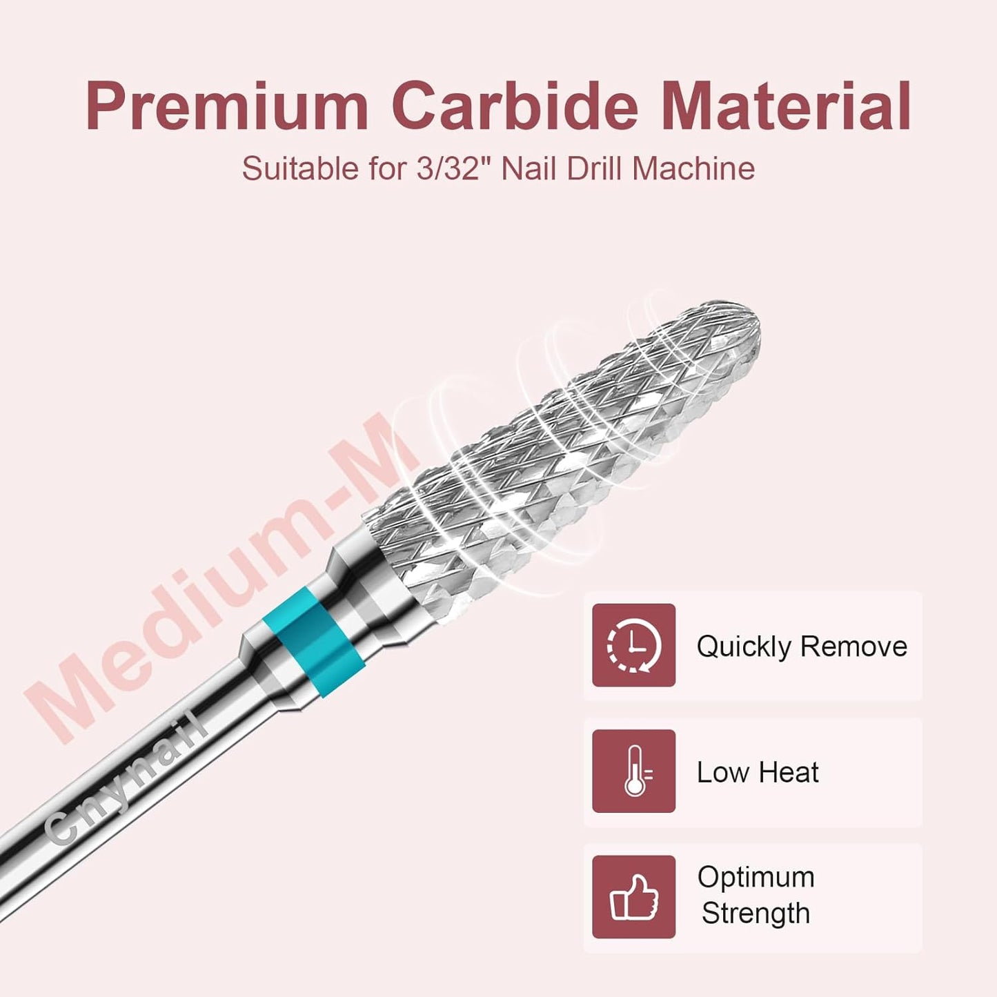 3/32" 2PCS Clean Cone Bits Medium Grit Carbide Cuticle Cleaner Bit for Electric Nail Drills – Professional Manicure Tool for Nail Salons and Home Use (M Grit. Silver)