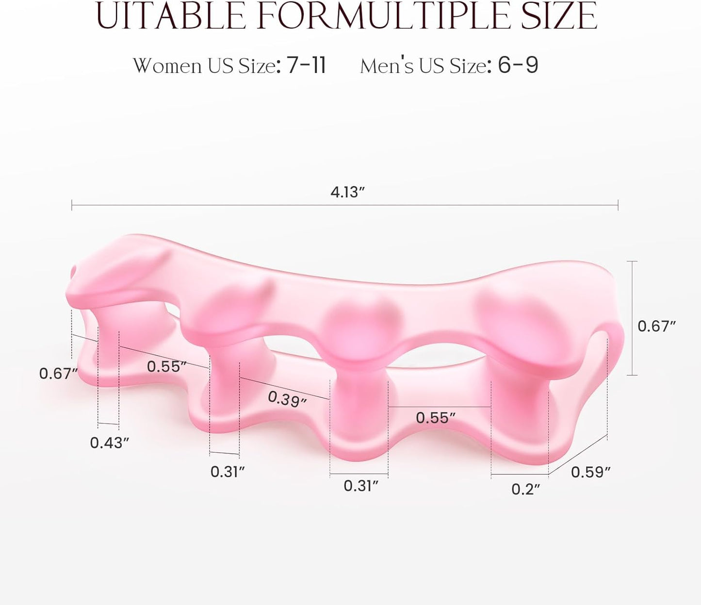Welnove Toe Separators Spacers for Women - Toe Spreaders with Rose Extract, Toe Straightener for Women Men - Toe Stretcher for Walking, Running & Yoga Practice - Rose, 4 Pack