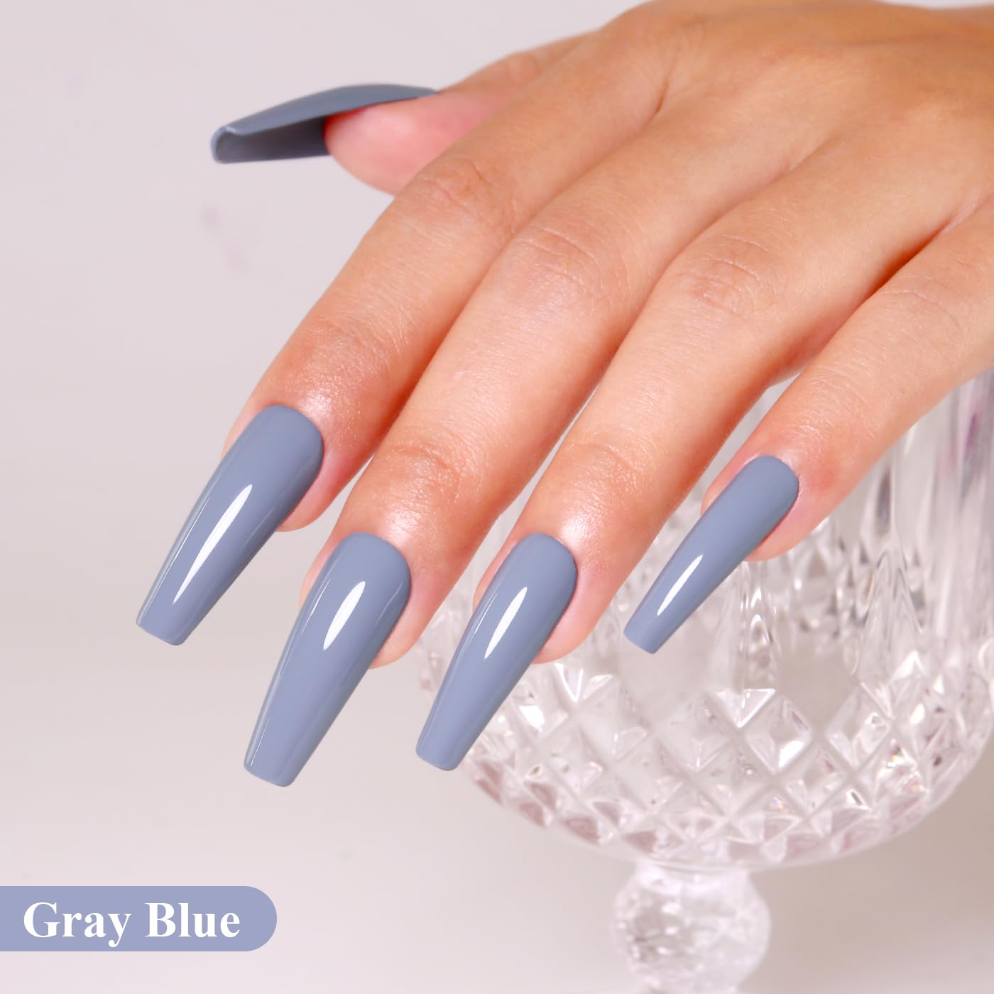 Imtiti Gray Gel Nail Polish, Gray Blue Gel Polish High Gloss Soak Off UV LED Autumn Winter Art Manicure Salon DIY Design 10ML