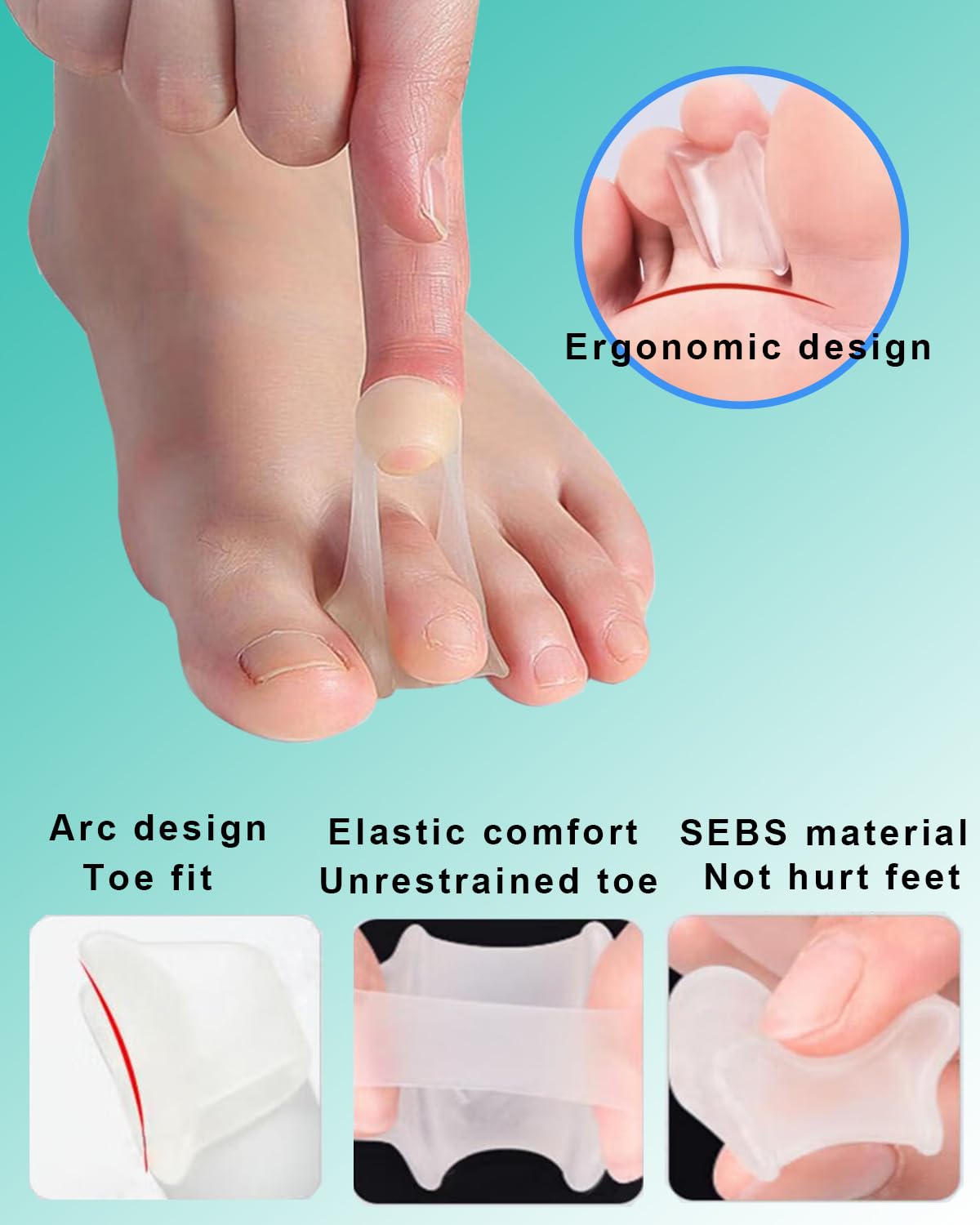 12 Packs Hammer Toe Straighteners Corrector for Women Men Curled, Crooked, Claw, Hammertoe Correction, Gel Toe Splint for Straightening, Bunion Spacer Separators (3 Sizes, Clear)