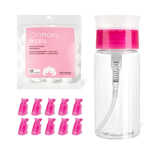 Nail Polish Remover Pump, YAMYONE 2 Pack Acetone Pump Dispenser, Alcohol Dispenser Push Down Empty Lockable Pump Dispenser Bottle for Nail Polish and Makeup Remover, 200ml(6.8oz) (3 Pack- Pink)