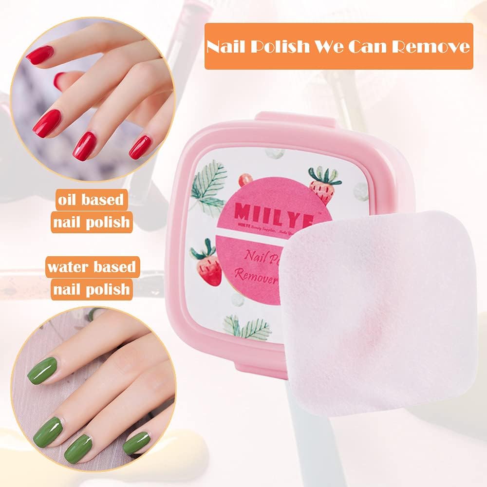 80PCS Nail Polish Remover Pads in Box, Easy to Carry | Instant Removal | Lint Free Nail Polish Wipes for Natural Air-Dried Water/Oil Based Nail Polish Soak Off