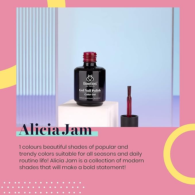 Beetles Burgundy Red Gel Polish-15ml Burgundy Dark Red Gel Nail Polish UV LED Nail Lamp DIY Wine Fall Color Nail Art Design Gift for Women
