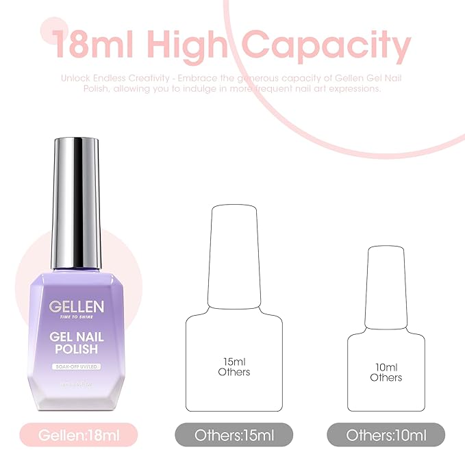 GELLEN Sheer Pink Gel Nail Polish, 18ml Milky Pink Glitter Gel Polish for U V Light, Long-Lasting Soak off LED Cured, for Salon Use Home DIY