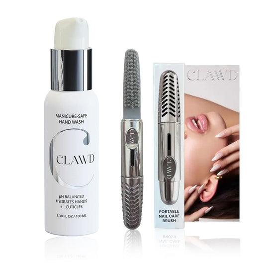 Silver Nail Brush for Cleaning Fingernails & Manicure-Safe Antibacterial Hand Wash – Portable Soft Bristle Nail Scrubber with Keychain with 100ml Moisturizing Hand Soap